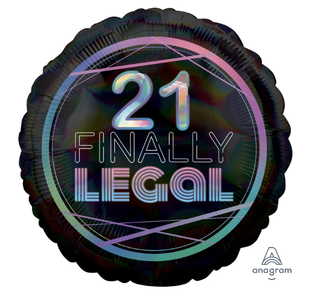Finally Legal 21st Birthday Mylar Balloon