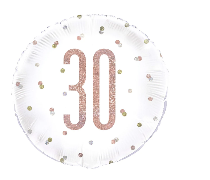 30th Rose Gold Birthday Mylar Balloon