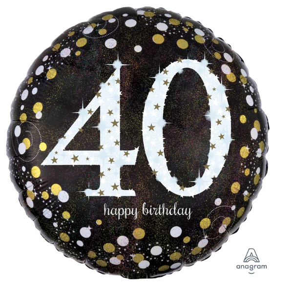 40th Sparkling Birthday 18" Mylar Balloon