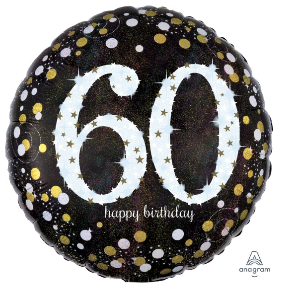 60th Sparkling Birthday 18" Mylar Balloon