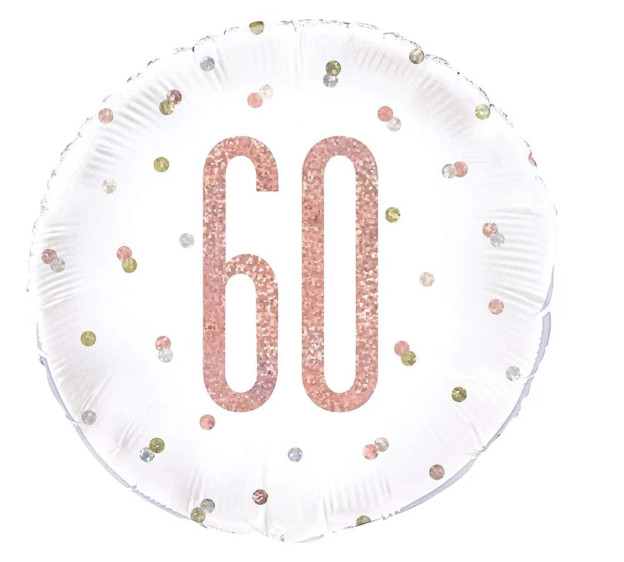 60th Rose Gold Birthday Mylar Balloon