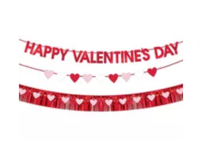 Pink, Red & White Heart Happy Valentine's Day Cardstock & Foil Banner Set, 6ft, 4pc