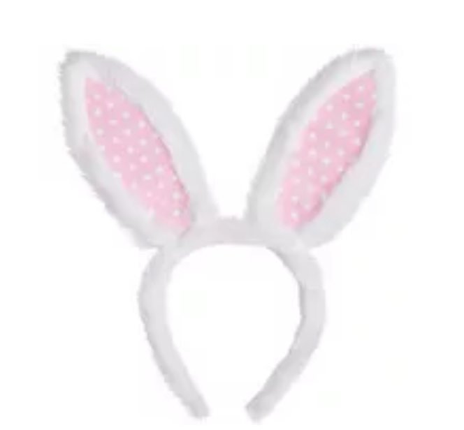 Pink Polka Dot Bunny Ears Fabric & Plastic Headband, 5in x 11in