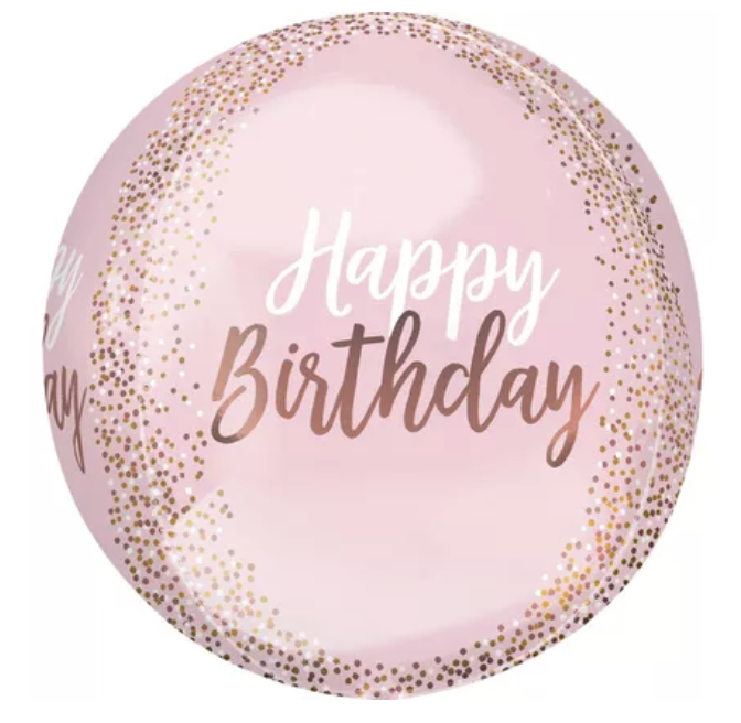 Blush Pink Happy Birthday Balloon, 15in x 16in - Orbz®