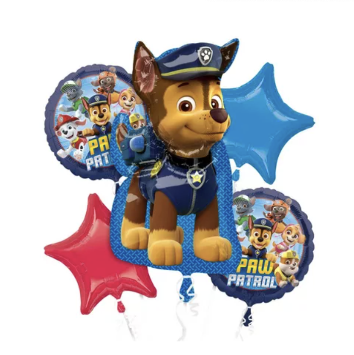 Chase Foil Balloon Bouquet, 5pc - PAW Patrol