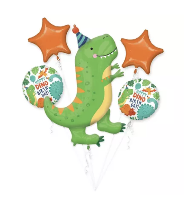 Dino-Mite Birthday Balloon Bouquet, 5pc