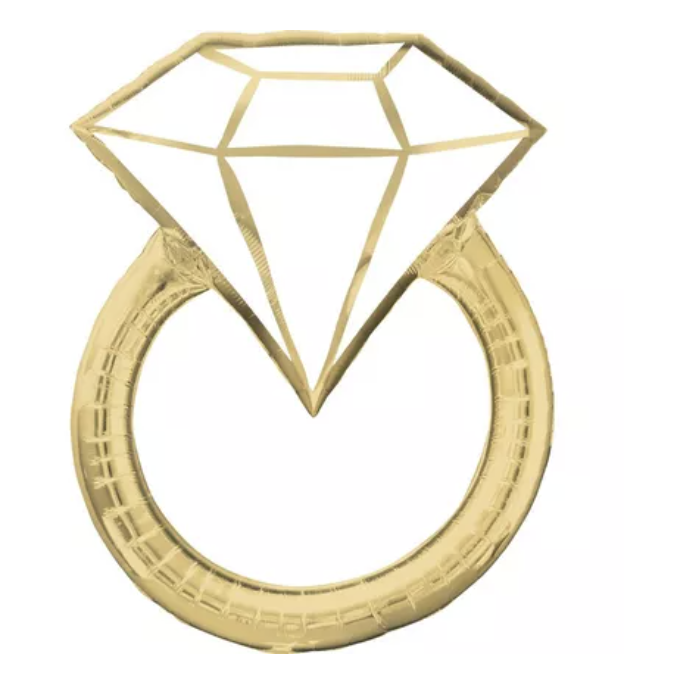 Giant Gold Engagement Ring Foil Balloon, 30in