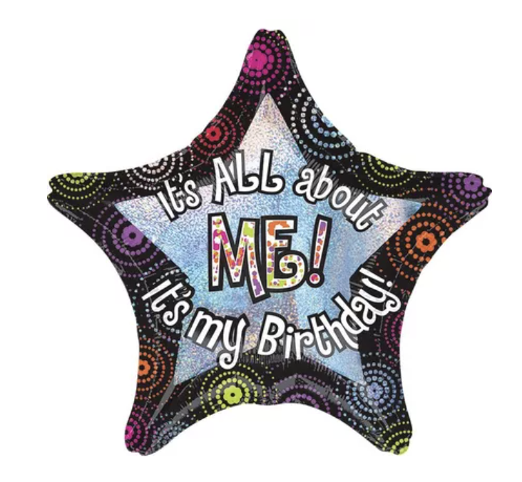 Giant Prismatic All About Me Birthday Star Balloon 28in