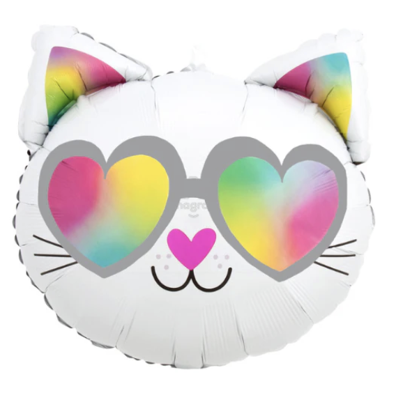 Heart Eyes Cool Kitty Mylar