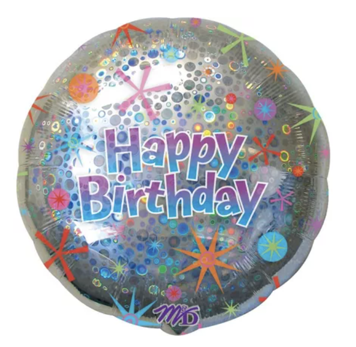 Holographic Celebration Happy Birthday Balloon