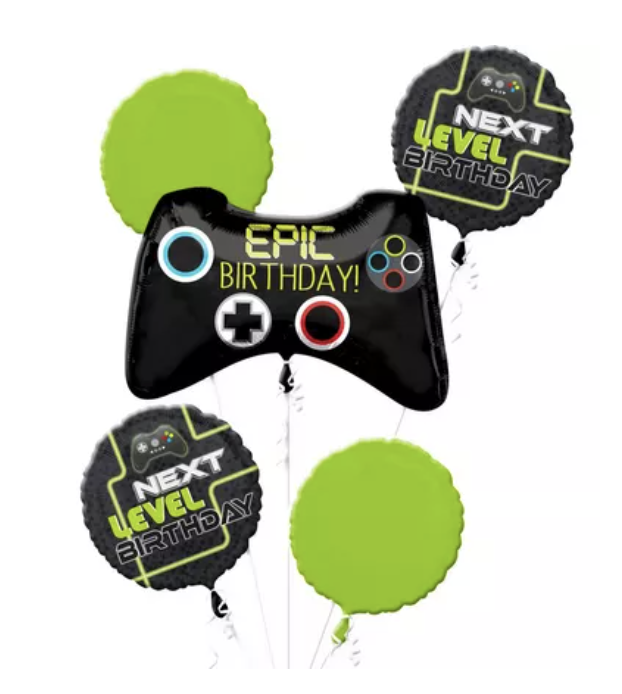 Level Up Birthday Foil Balloon Bouquet, 5pc