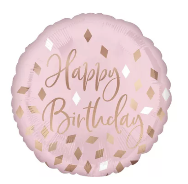 Metallic Blush Happy Birthday Foil Balloon, 18in