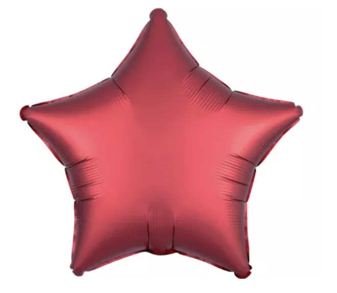 Red Satin Star Foil Balloon, 19in