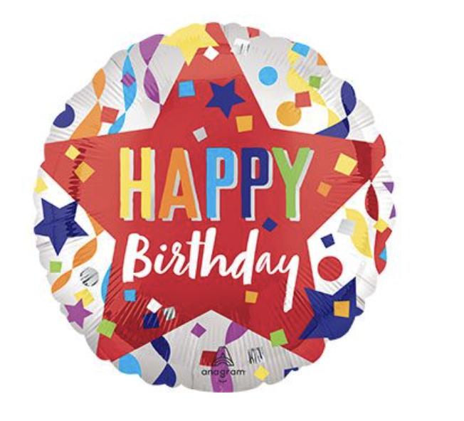 Happy Birthday Satin Star Mylar